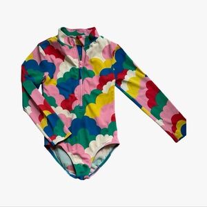 Boden Girls One-piece Long Sleeve Rashguard Suit - size 4-5
